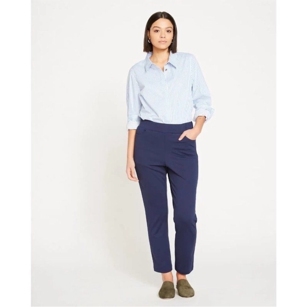 Universal Standard Navy Pull-On Cigarette Ponte Pants